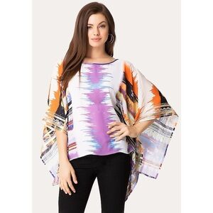 Bebe Embellished Tropical Heat Print Kaftan Top